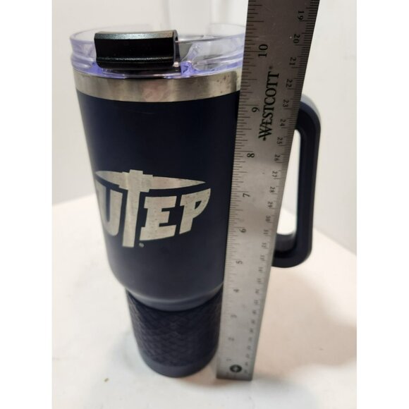 Gap 1 Utep Miners Navy Blue 40 OZ Metal Cup With Handle and Plastic Straw - Picture 10 of 11